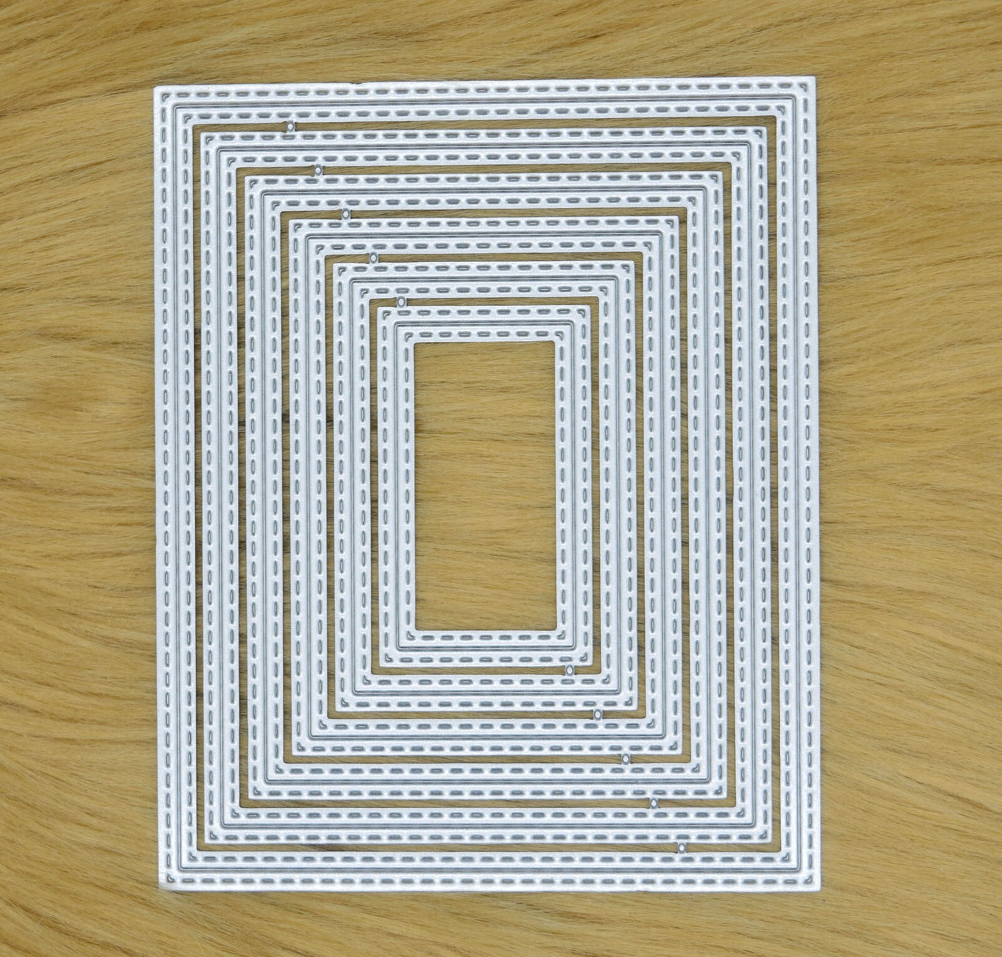 Nest of 6 Rectangle Double Stitch Patterned Metal Cutting Dies, Card Making H8