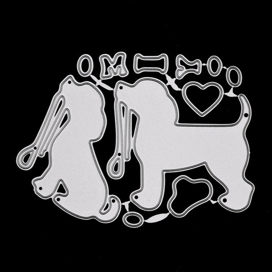 An 'I Love My Dog' Metal Cutting Dies Set, Stencils, Card Making, Pets Dies, A5