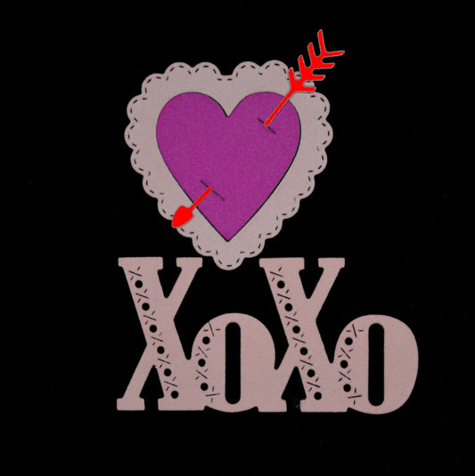 💘Heart, Hugs & Kisses XO with Cupids Arrow Metal Cutting Dies Set, Love F1 💘