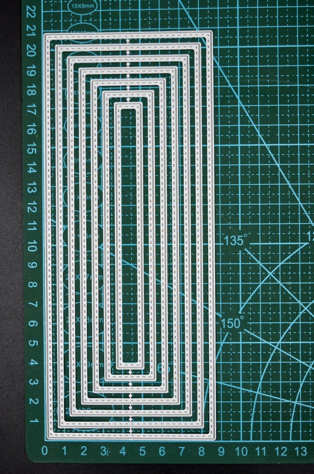 Large Nest of 7 Stitch Patterned Rectangle Metal Cutting Dies, Card Making H6