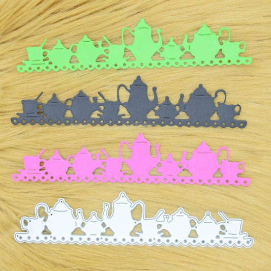 Teapot & Tea Cups Border Metal Cutting Die – Decorative Edge Strip