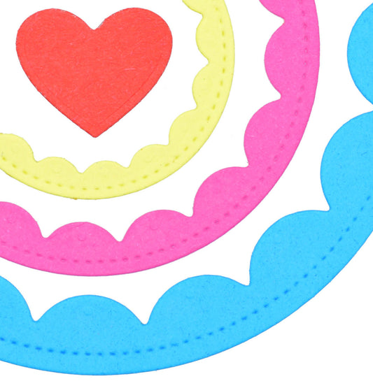 Stitched Scalloped Circle & Heart Metal Cutting Dies Set – Nested Layering Dies