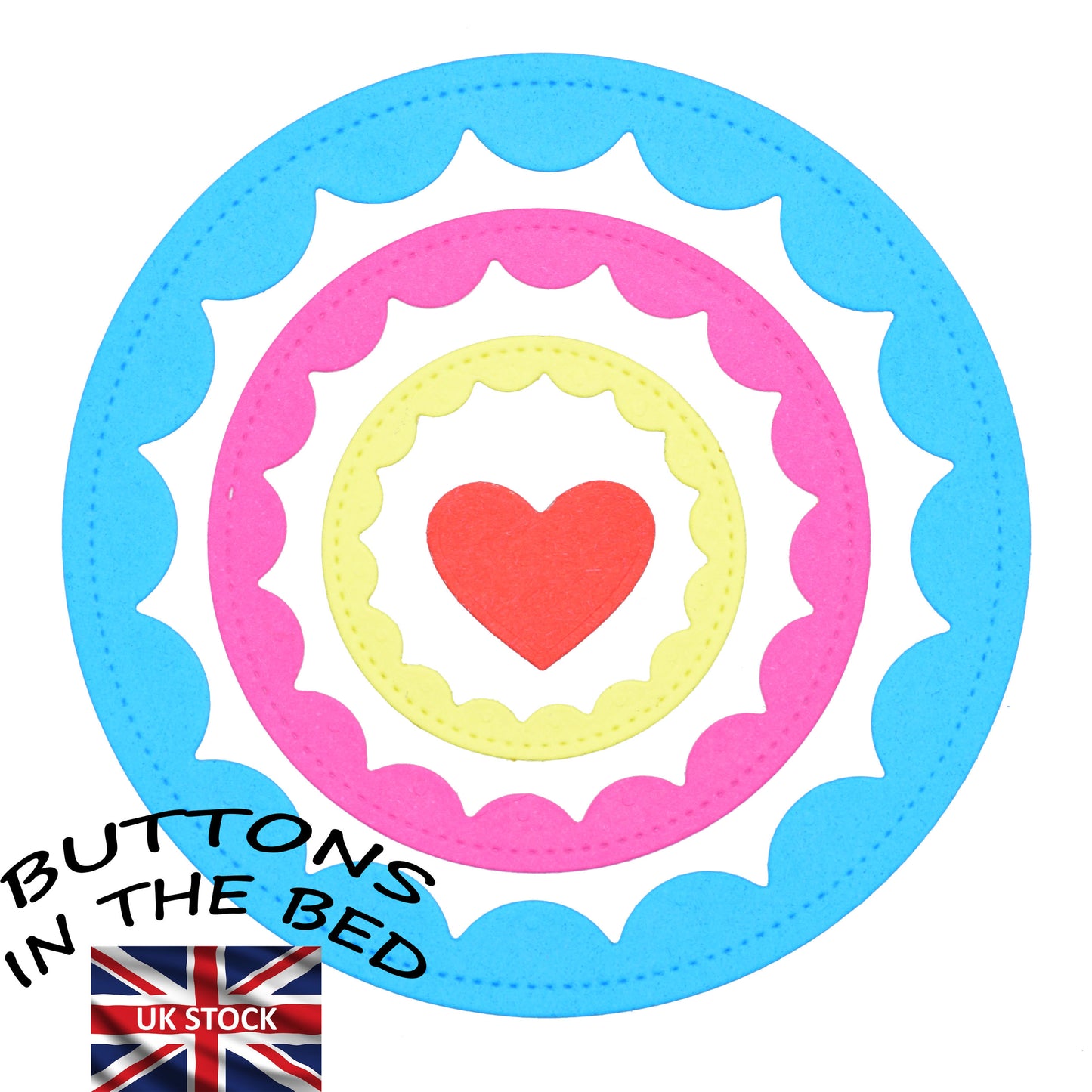 Stitched Scalloped Circle & Heart Metal Cutting Dies Set – Nested Layering Dies