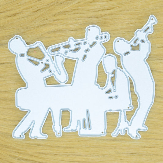 Jazz Band Silhouette Metal Cutting Die – Swing Music Piano & Brass