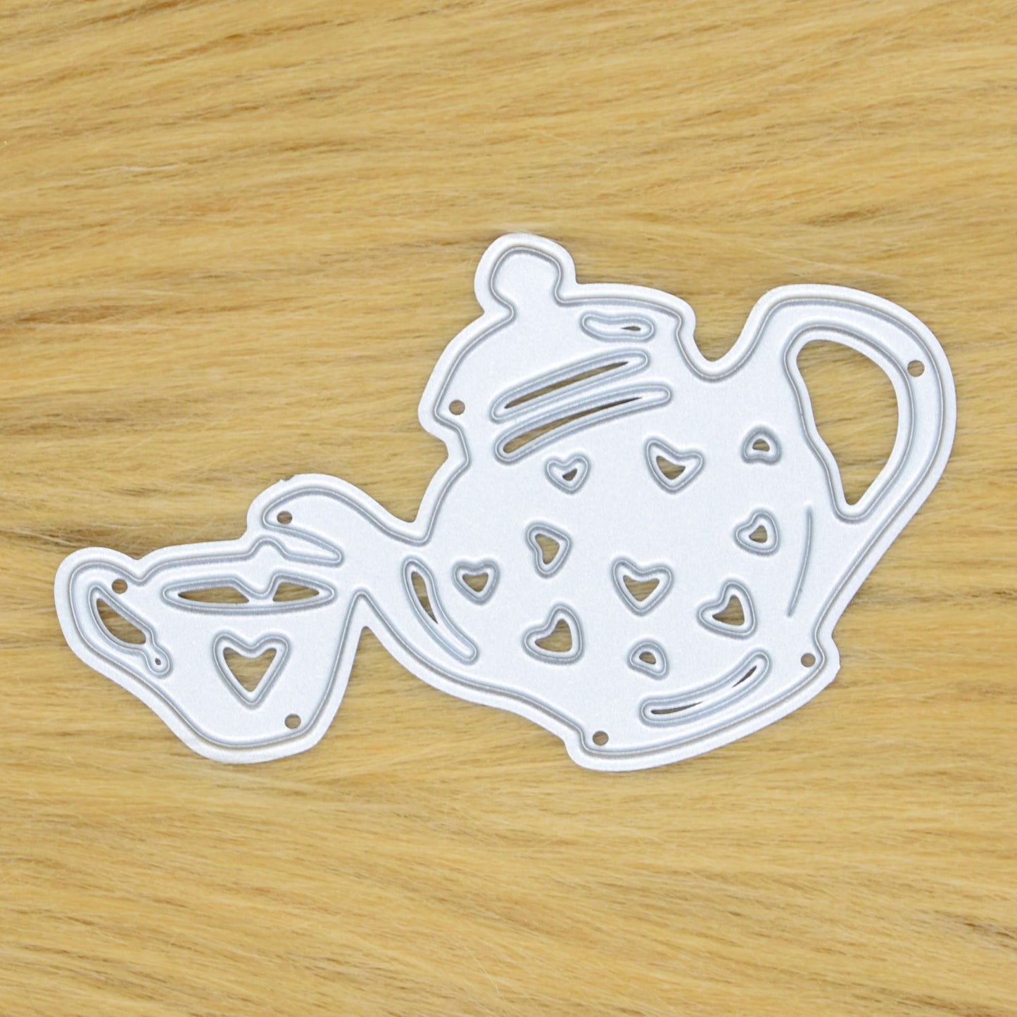 Pouring Teapot & Tea Cup Metal Cutting Die – Heart Tea Design