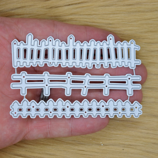 3 Picket Fence Metal Cutting Dies – Garden Border Craft Set