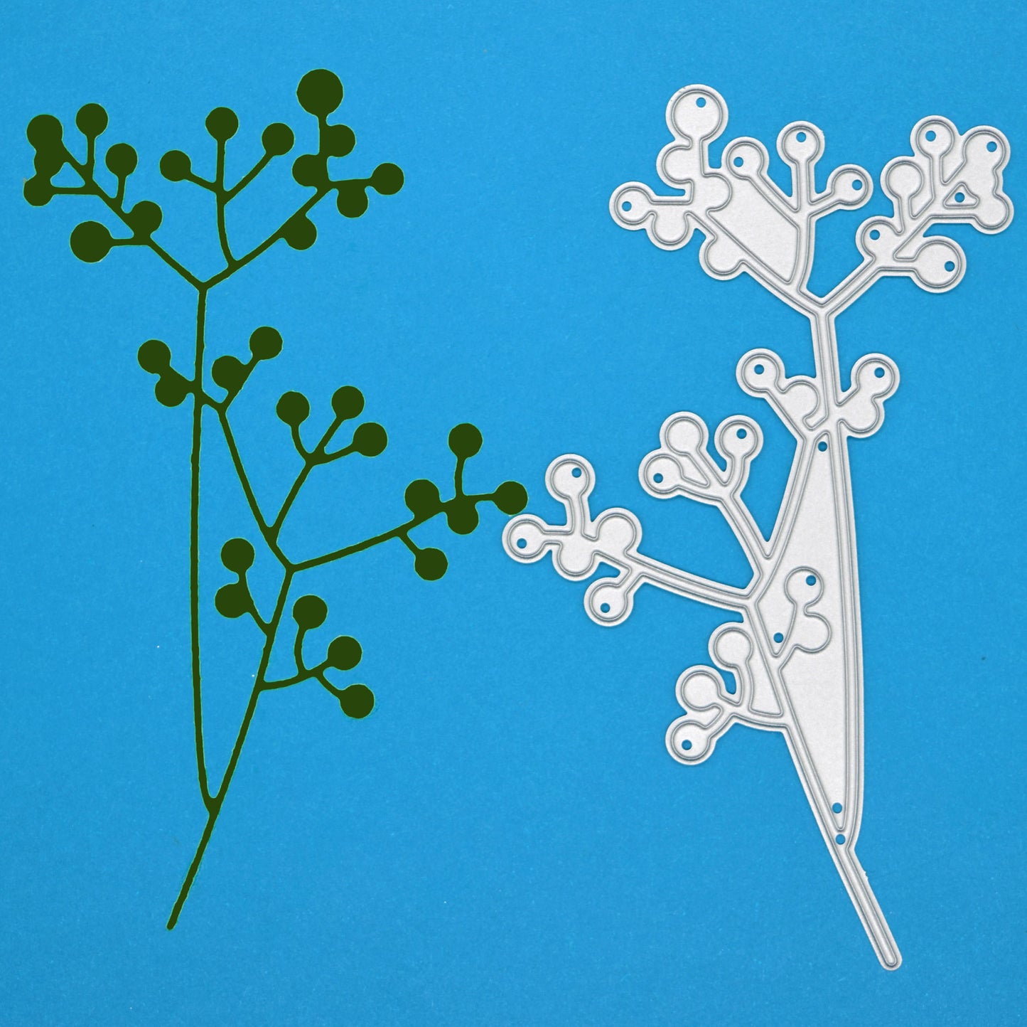 Berry Foliage Branch Metal Cutting Die – Leaf Sprig Craft Die