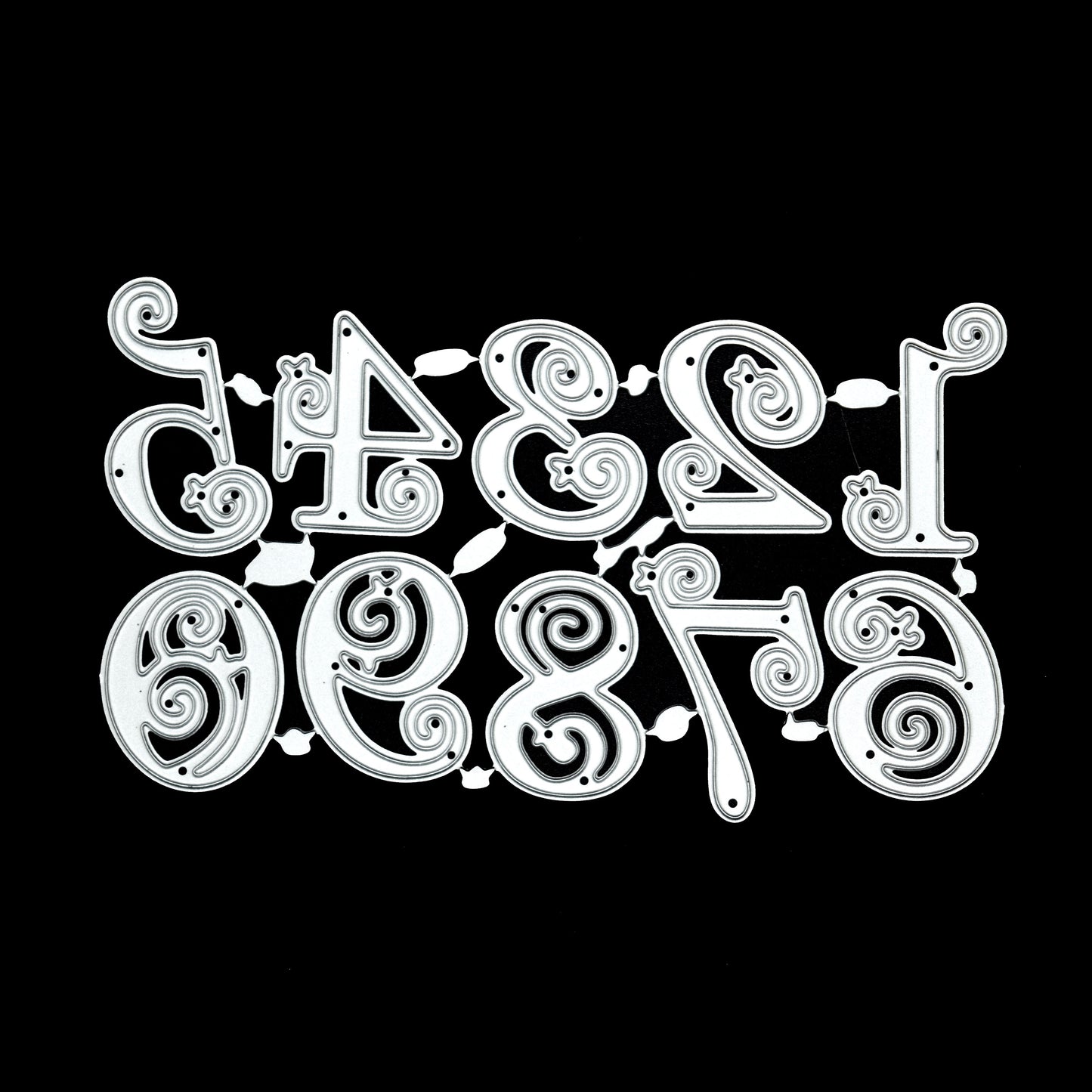 Decorative Numbers Metal Cutting Dies – Swirl Number Set for Card Making