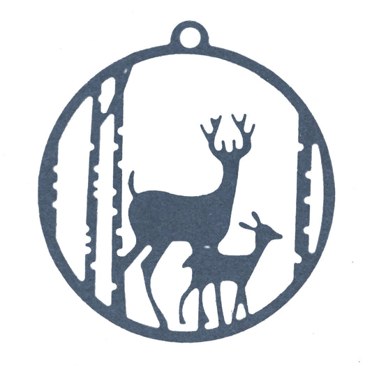 Christmas Stag & Fawn Bauble Metal Cutting Die – Woodland Ornament