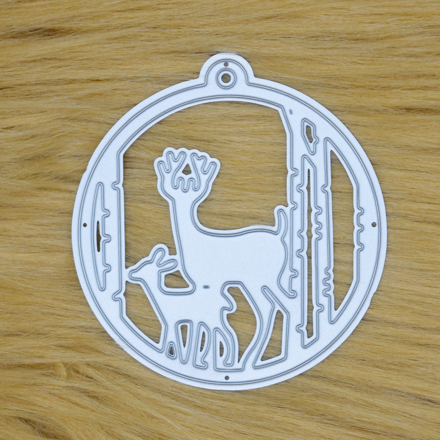 Christmas Stag & Fawn Bauble Metal Cutting Die – Woodland Ornament