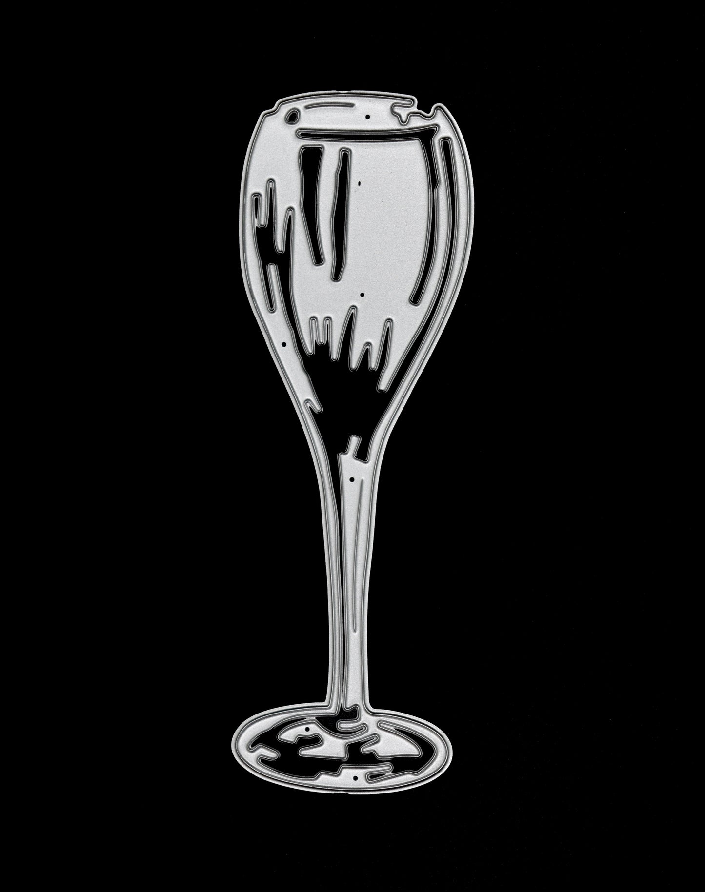 Champagne glass metal cutting die detail for card making and papercraft projects