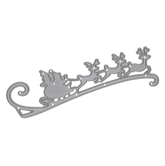 Christmas Santa sleigh and reindeer scene metal cutting die isolated on white background