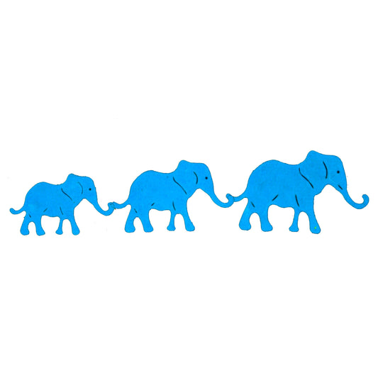 Blue elephant family die cuts with three separate elephant silhouettes for handmade cards scrapbooking and papercraft projects