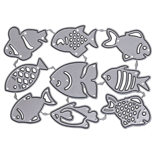 Small fish metal cutting dies set isolated on white background