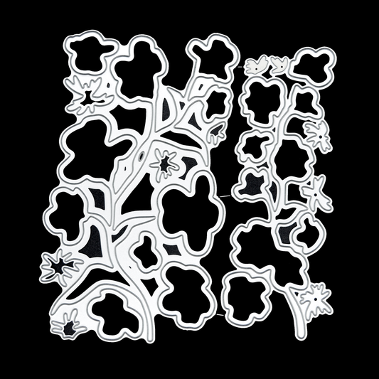 Layered floral stem metal cutting dies with flowers leaves and stems for papercrafts and scrapbooking