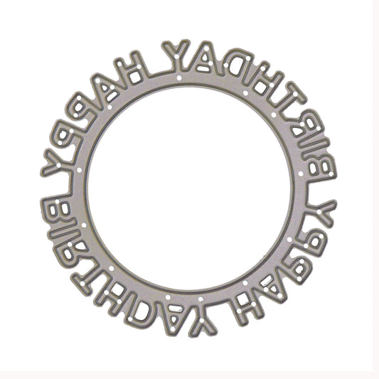 Happy Birthday circular sentiment frame metal cutting die for card making and papercrafts