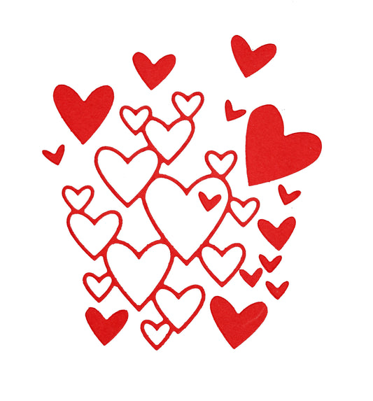 Heart cluster die cut shapes on white background