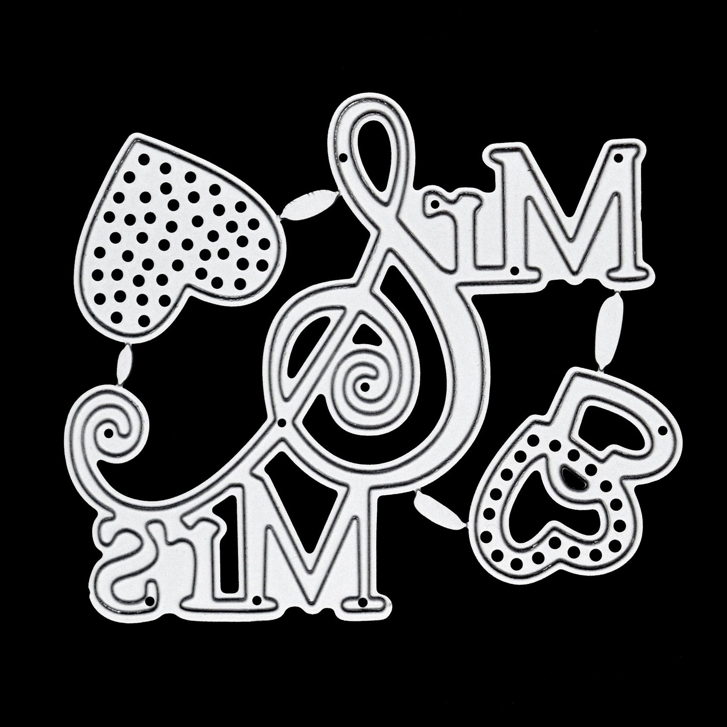 Mr and Mrs metal cutting dies with swirled ampersand and decorative heart dies for card making and papercrafts