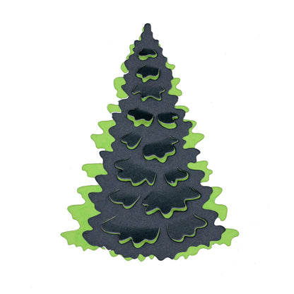 3D effect Christmas tree metal cutting die set with layered festive tree example