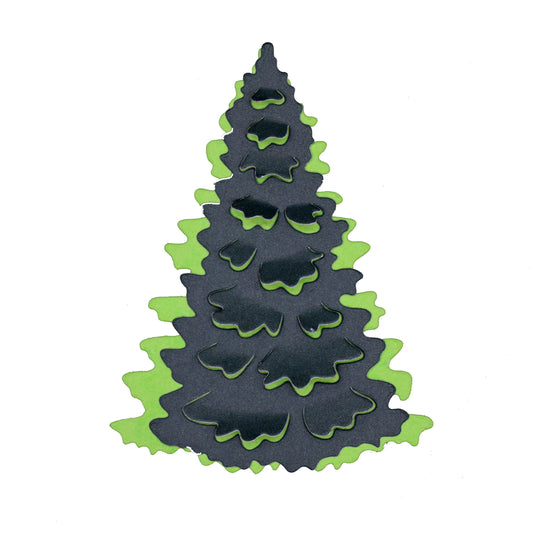 3D effect Christmas tree metal cutting die set with layered festive tree example