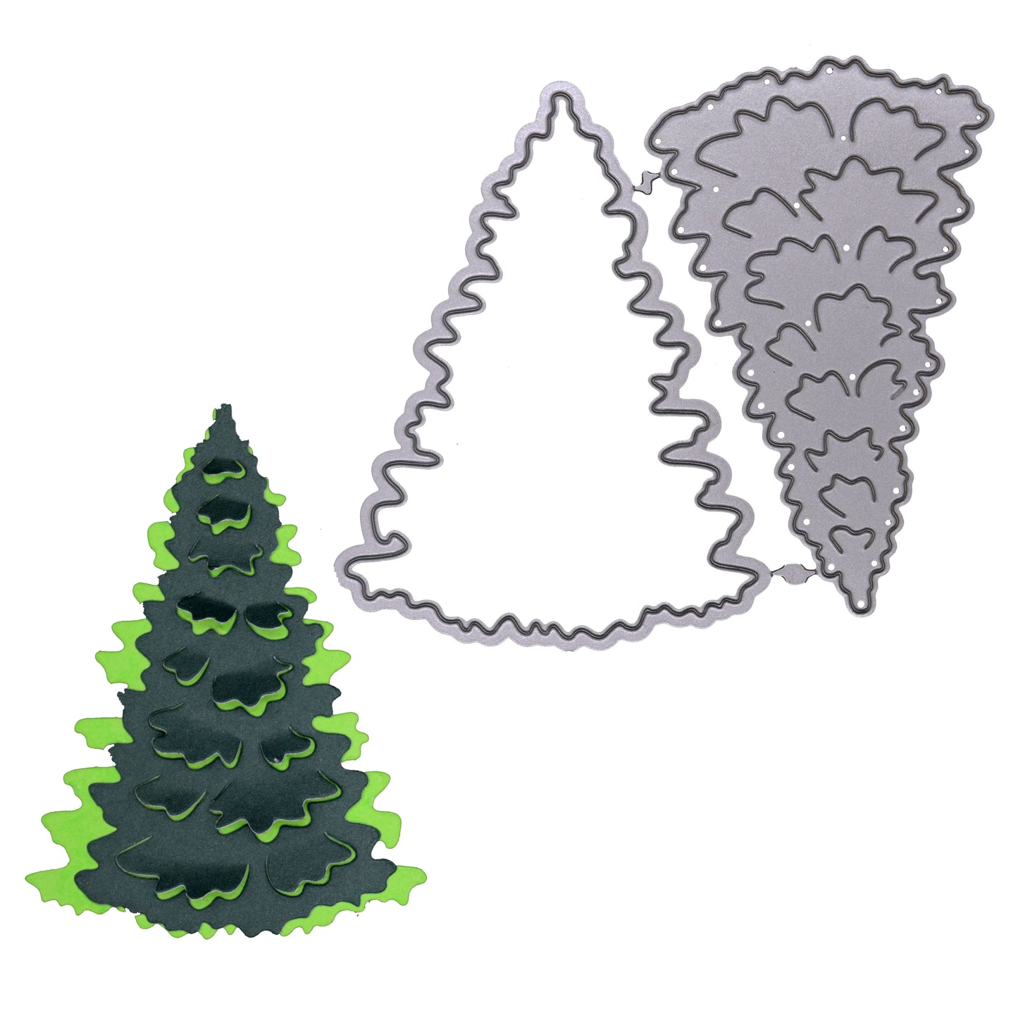 3D layered Christmas tree die cut made with contrasting card layers