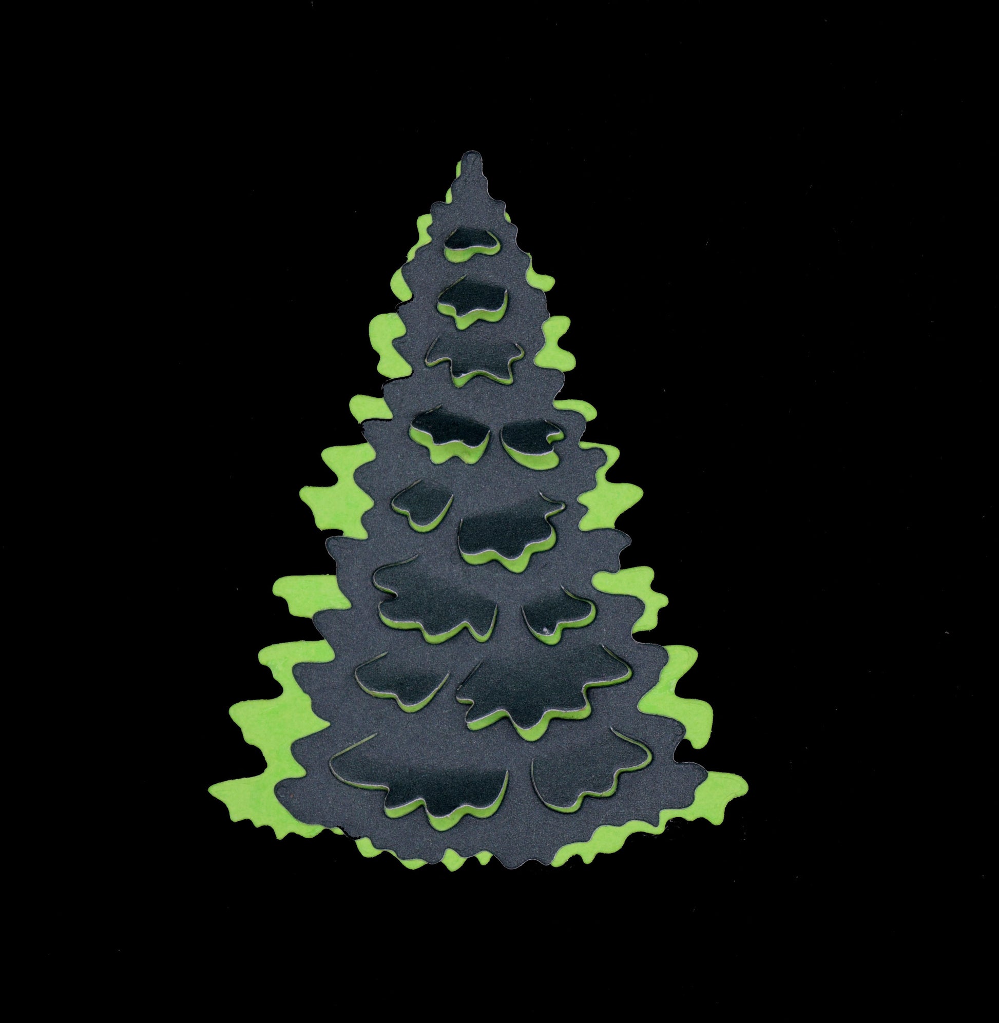 Layered 3D festive Christmas tree die cut for handmade Christmas cards