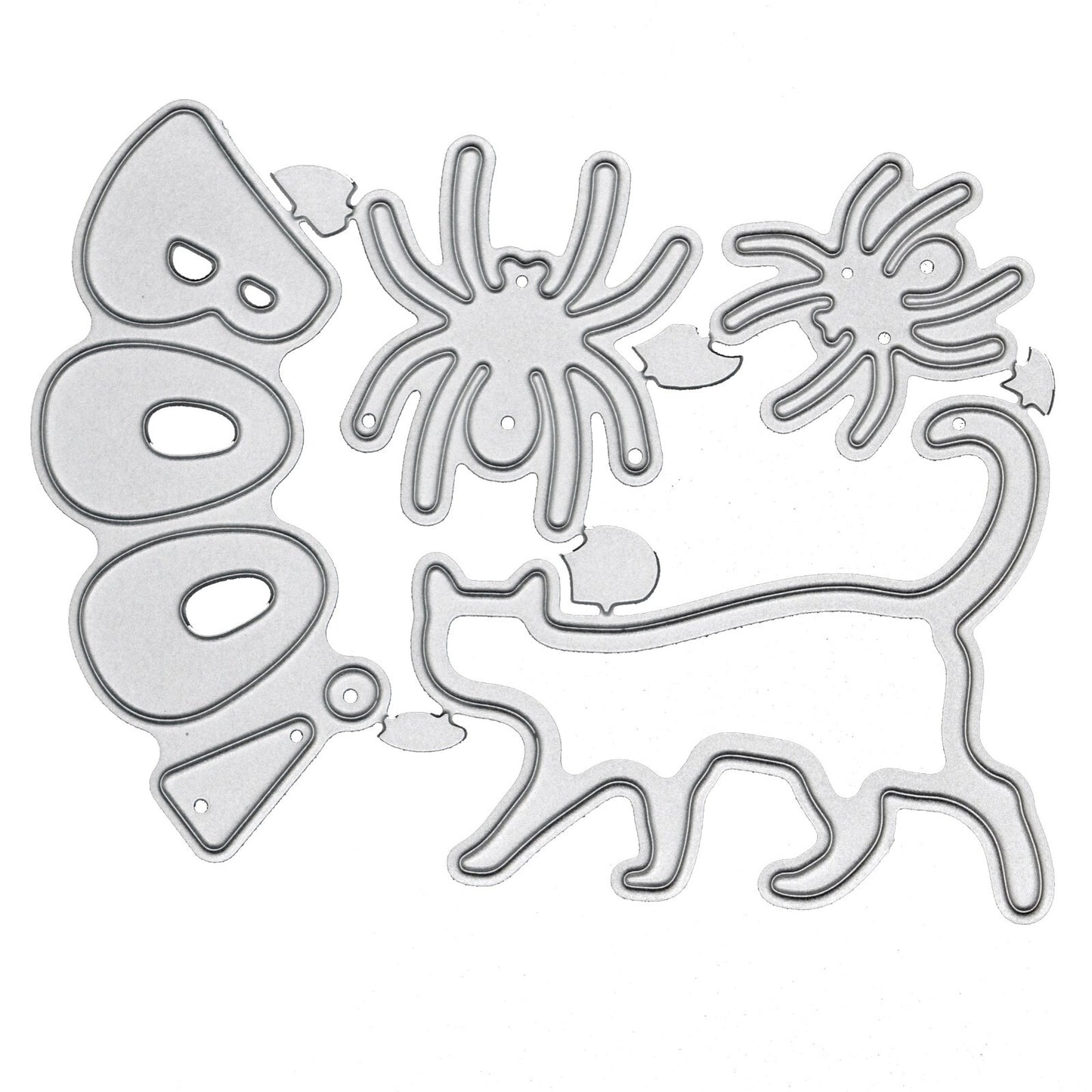 2 Spiders, Cat & "BOO!" Metal Cutting Dies Set, Halloween, Card making Crafts F9