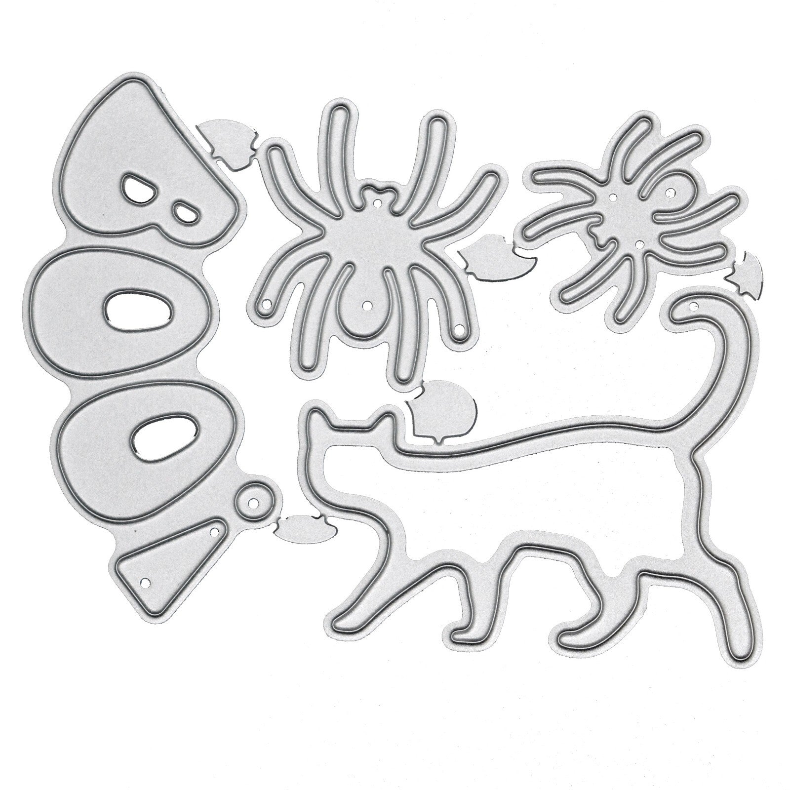 2 Spiders, Cat & "BOO!" Metal Cutting Dies Set, Halloween, Card making Crafts F9