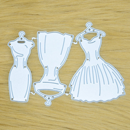 3 Retro Dresses On Hangers Metal Cutting Dies, Card Making, Paper Crafts, A8