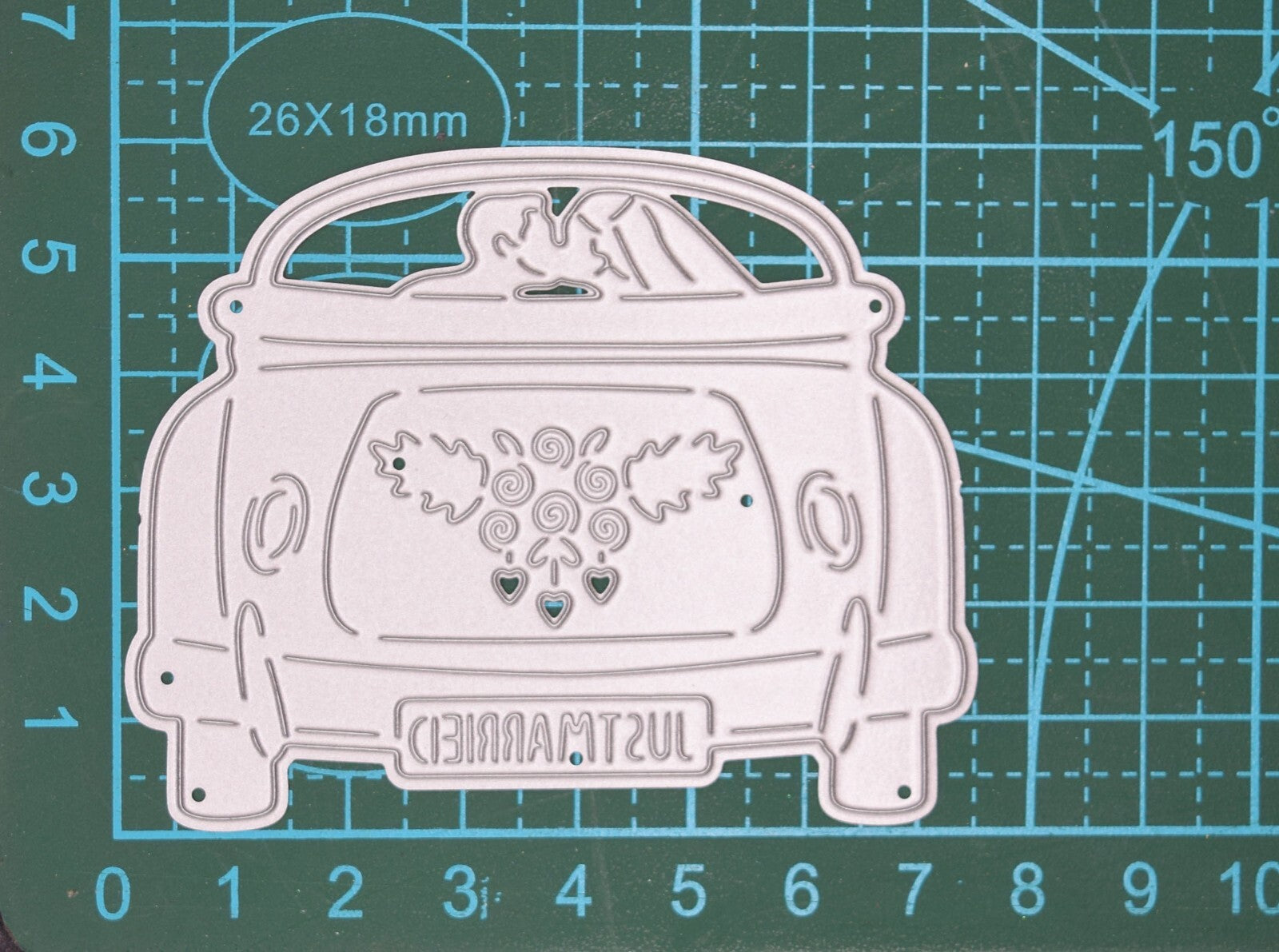 Just Married Newly-Wed Car Metal Cutting Die, Wedding, Mr & Mrs, Card making, I8