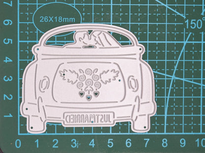 Just Married Newly-Wed Car Metal Cutting Die, Wedding, Mr & Mrs, Card making, I8