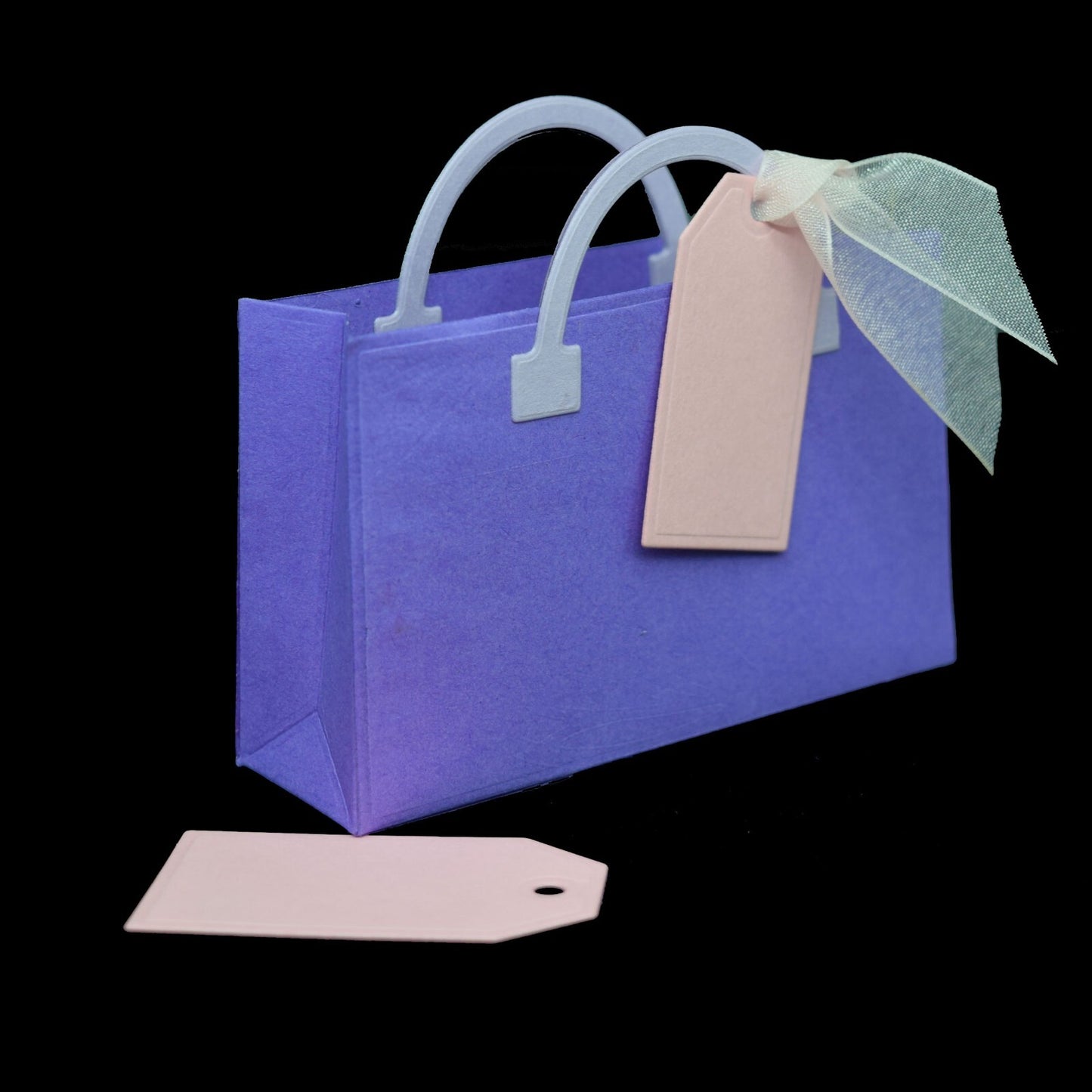 3D Bag With Handles & 2 Tags Cutting Dies Set, Paper Crafts, Gift Creation, I8