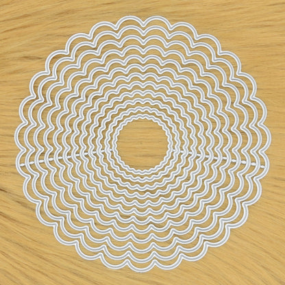 Nest Of 12 Scallop Edged Circular Metal Cutting Dies,  Frames , Scrapbooking B6