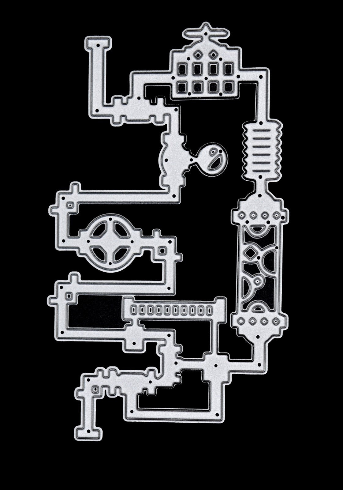 Steampunk Pipes & Valves Metal Cutting Die, Card Making, Scrapbooking Crafts I0