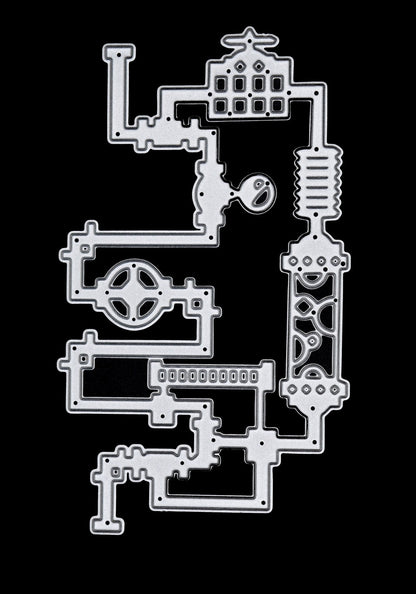 Steampunk Pipes & Valves Metal Cutting Die, Card Making, Scrapbooking Crafts I0