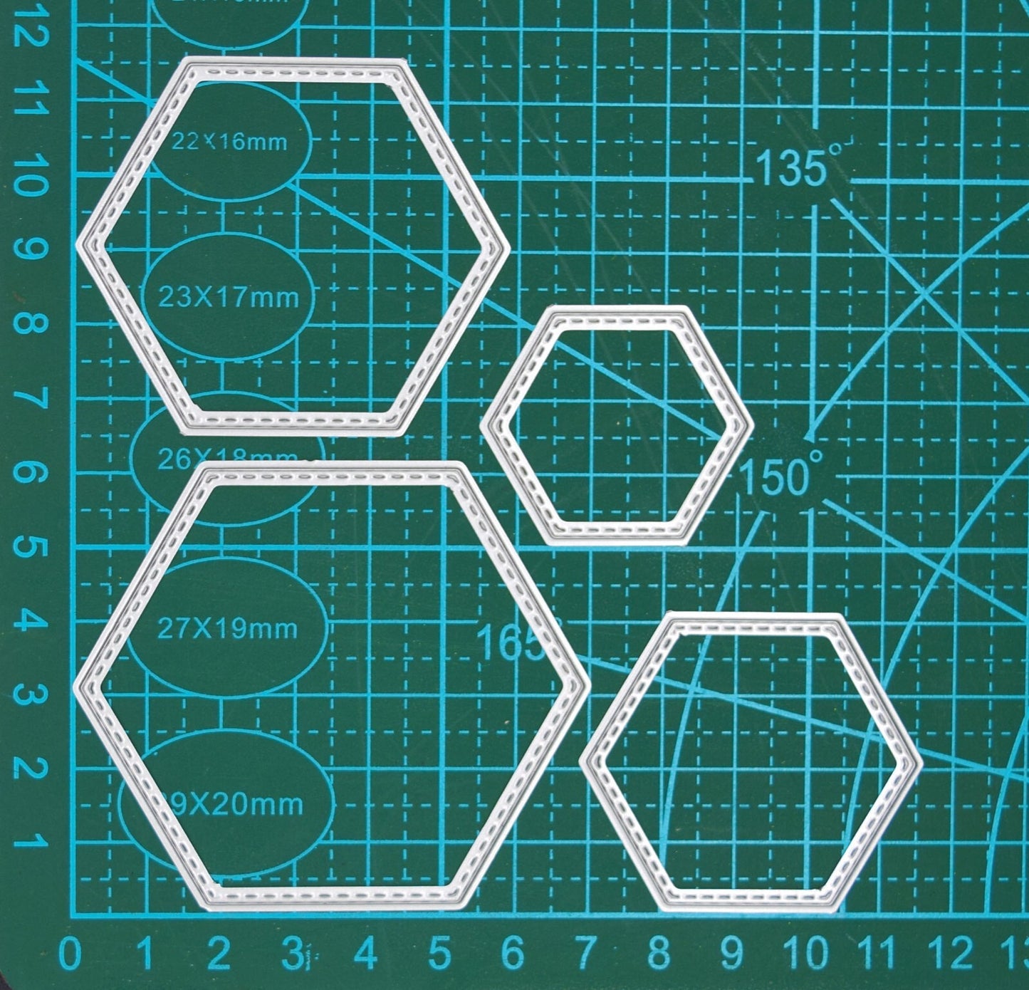 Nest of 4 Hexagon Stitch Patterned Metal Cutting Dies, Card Making, Crafts, J1
