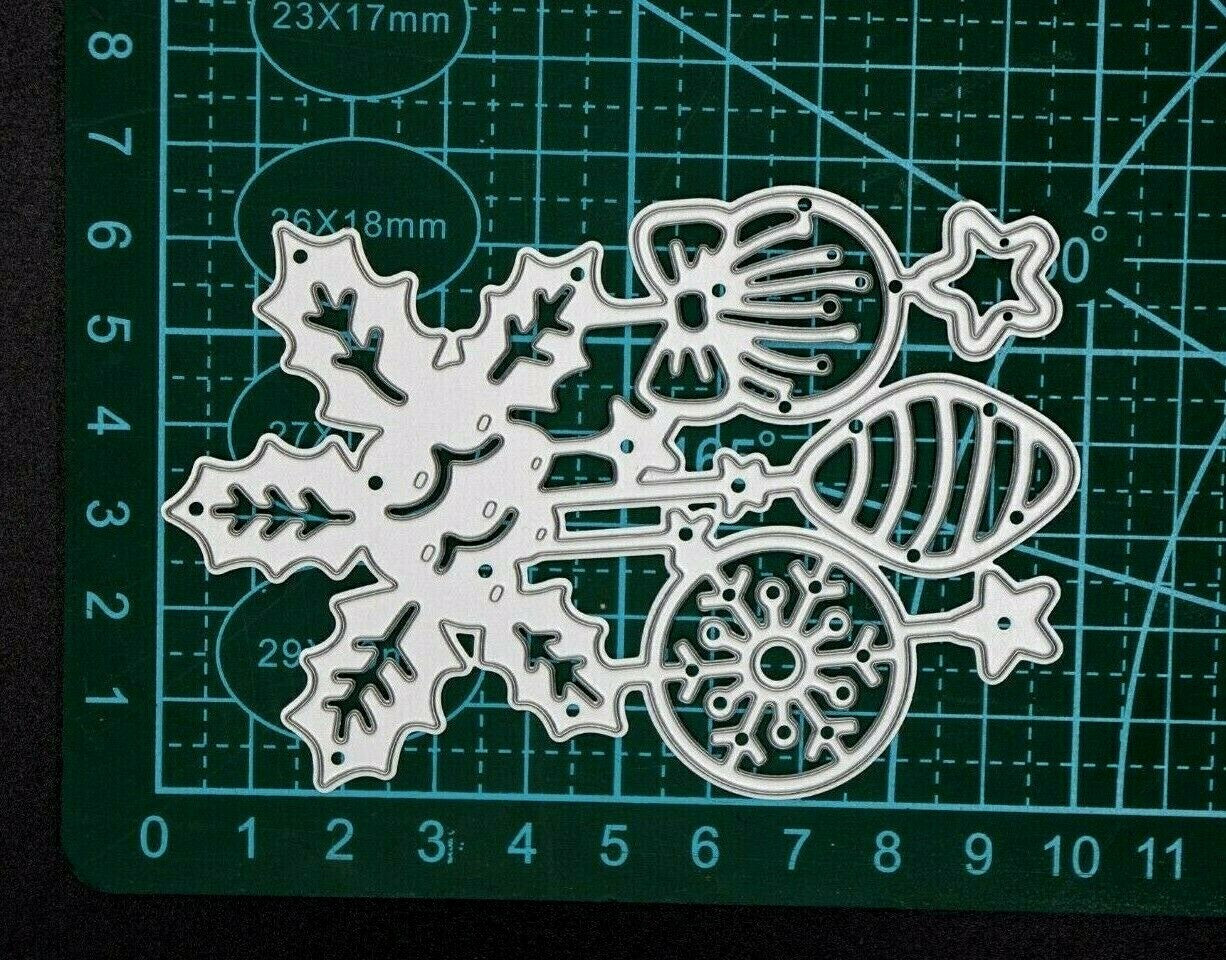 Christmas Holly, Baubles & Decorations Metal Cutting Die, Card Making E3