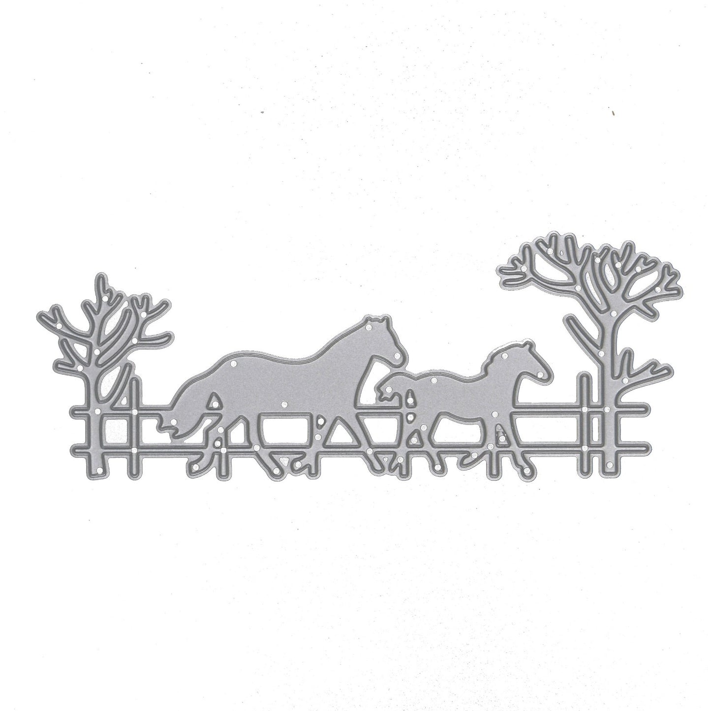 Horse & Foal, Fence Trees Metal Cutting Die, Card Making, Paper Crafts, A3