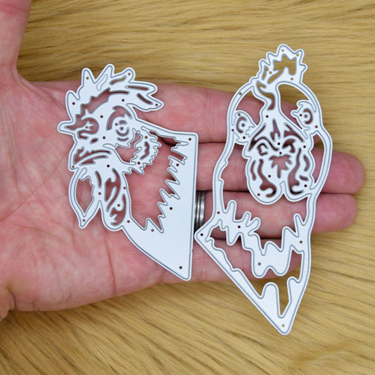 2 Large Chicken Head Metal Cutting Dies, Hens, Card Making, Paper Crafts, I9