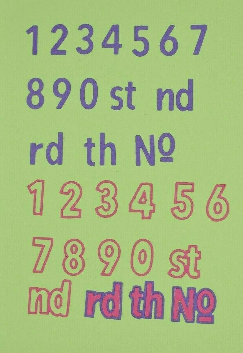 Double Cut Metal Cutting Dies Numbers Set + Th, St, Rd, Nd, No, Card making,  A4