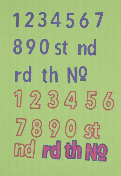 Double Cut Metal Cutting Dies Numbers Set + Th, St, Rd, Nd, No, Card making,  A4