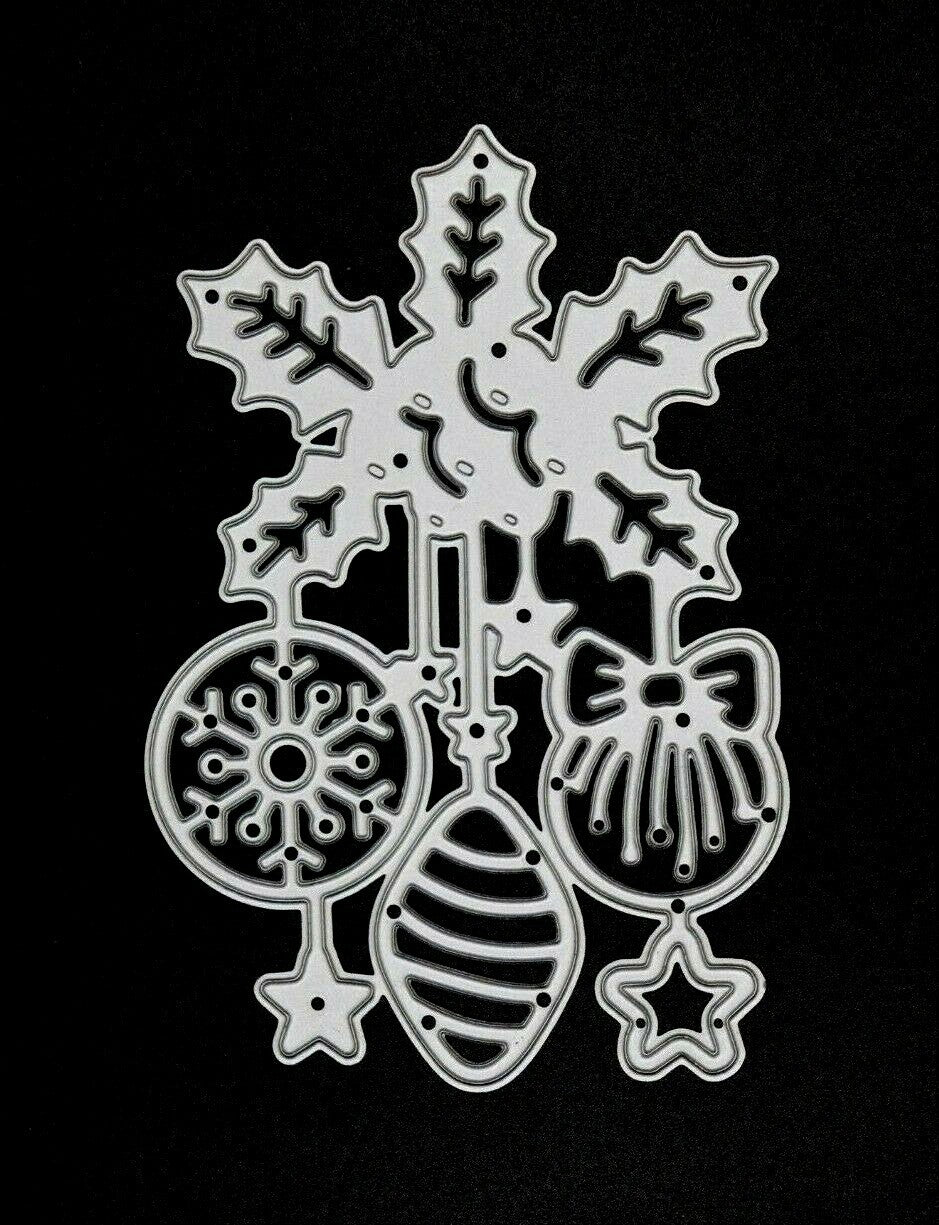 Christmas Holly, Baubles & Decorations Metal Cutting Die, Card Making E3