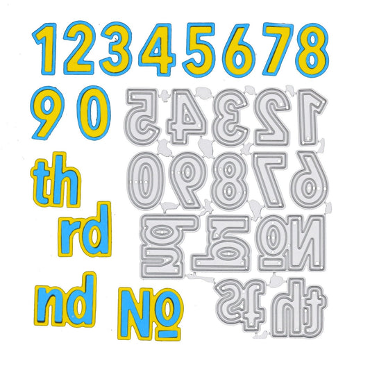 Double Cut Metal Cutting Dies Numbers Set + Th, St, Rd, Nd, No, Card making,  A4