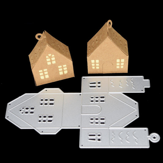 3D House Metal Cutting Die, With Door Windows & Loop for Hanging, Crafting A5