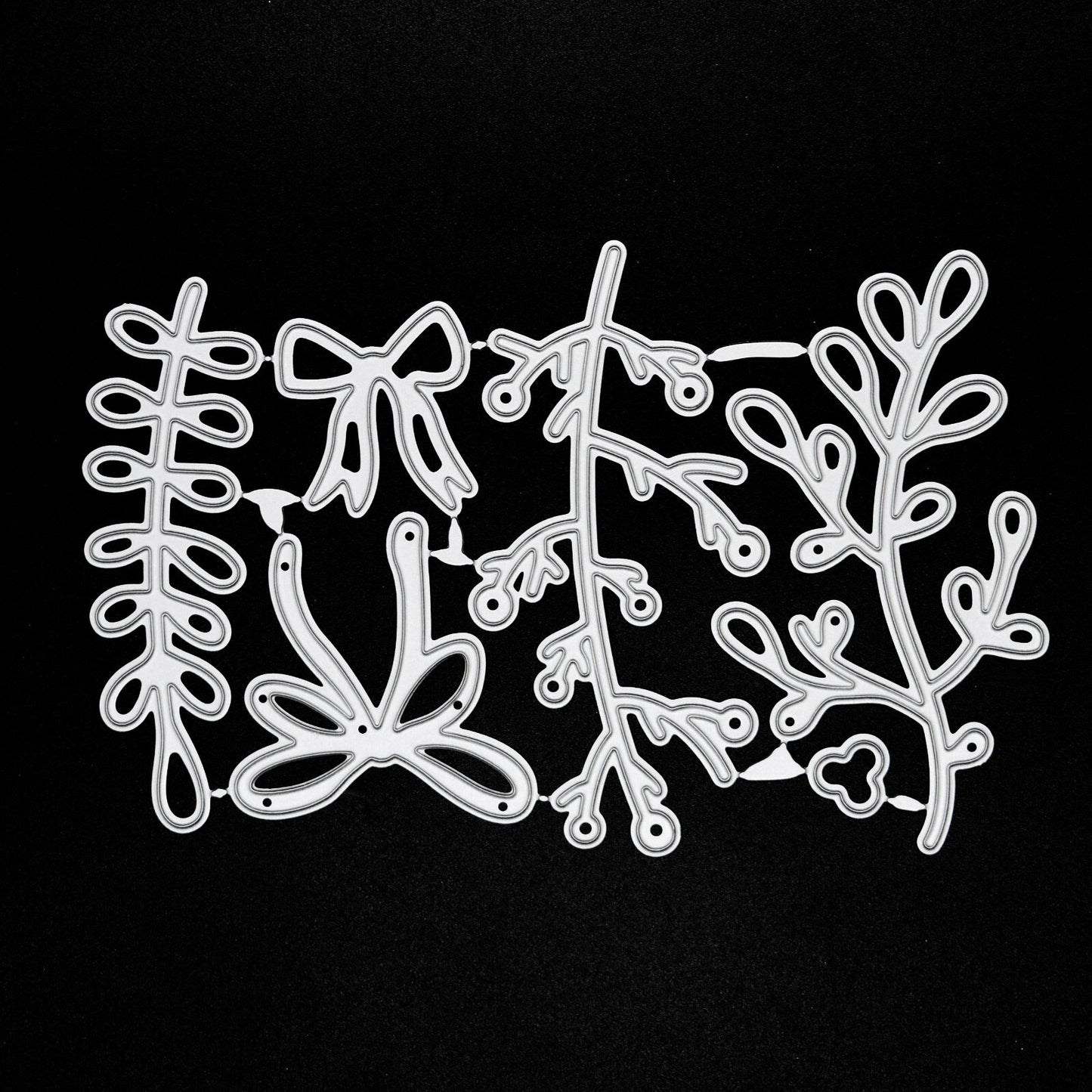 6 Piece Mistletoe & Bow Metal Cutting Die Set, Card Making, Paper Crafts, E7