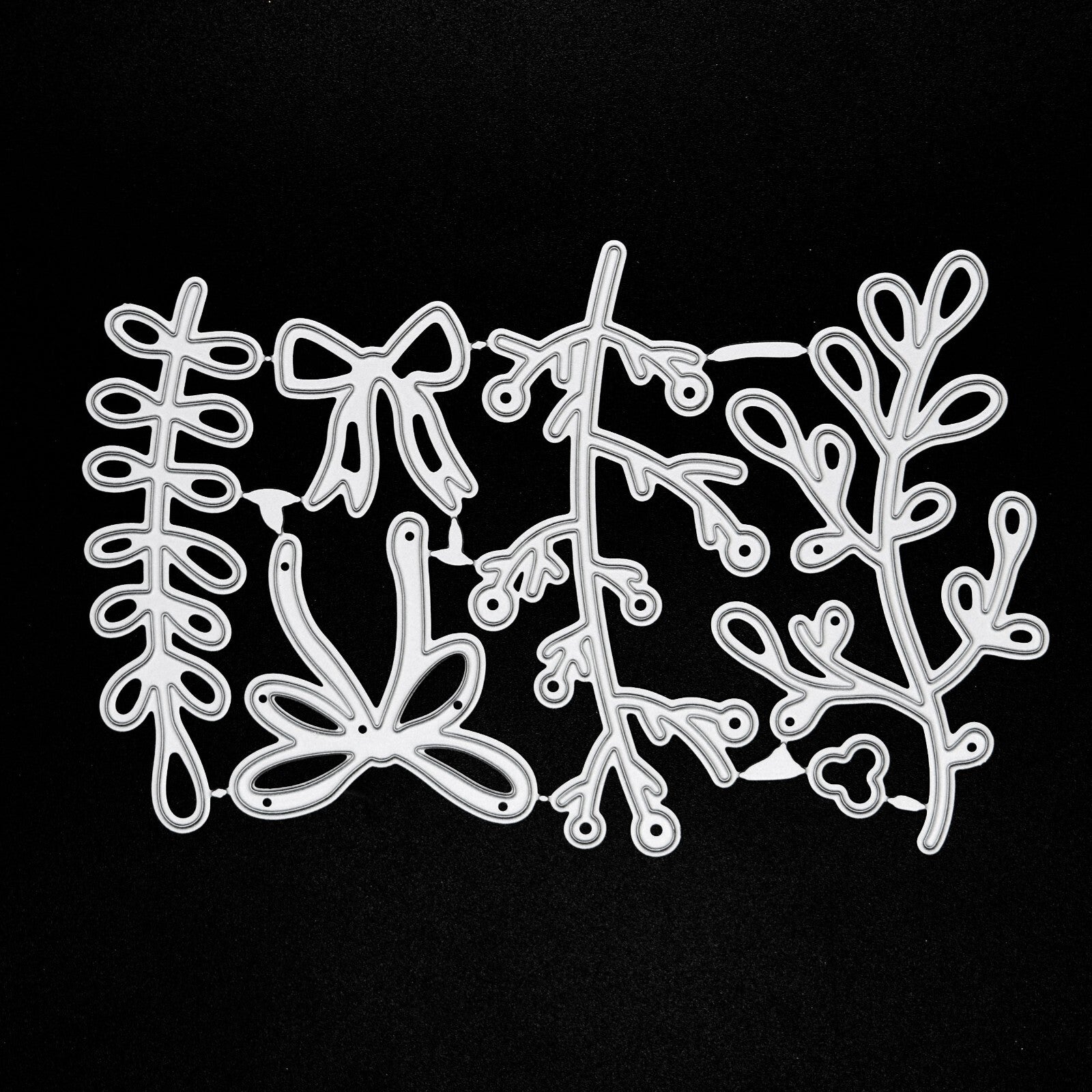 6 Piece Mistletoe & Bow Metal Cutting Die Set, Card Making, Paper Crafts, E7