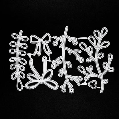 6 Piece Mistletoe & Bow Metal Cutting Die Set, Card Making, Paper Crafts, E7