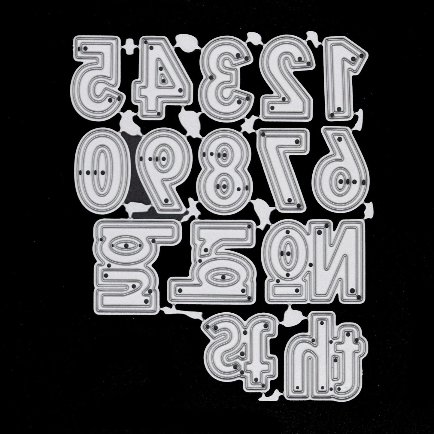 Double Cut Metal Cutting Dies Numbers Set + Th, St, Rd, Nd, No, Card making,  A4