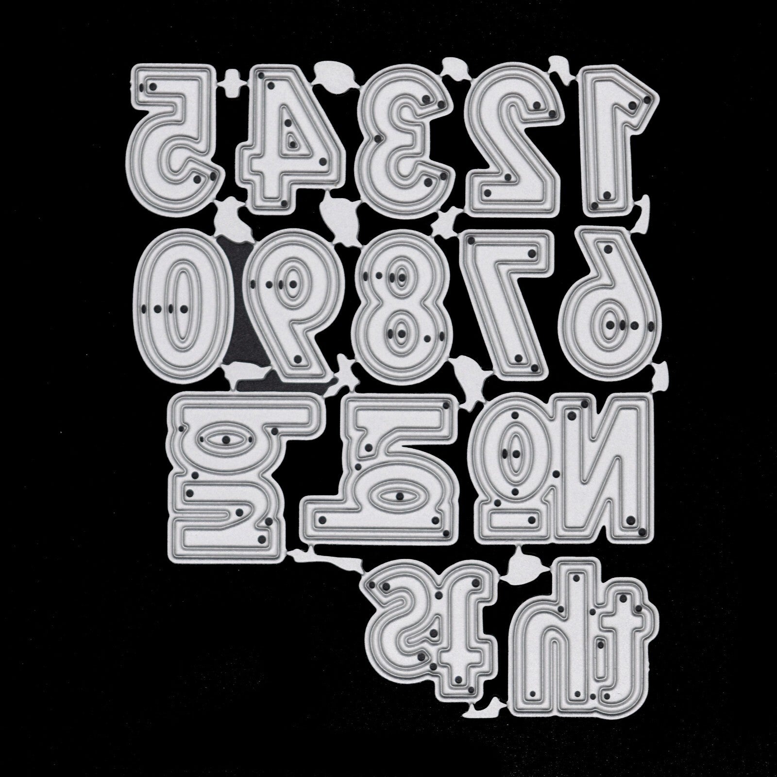 Double Cut Metal Cutting Dies Numbers Set + Th, St, Rd, Nd, No, Card making,  A4