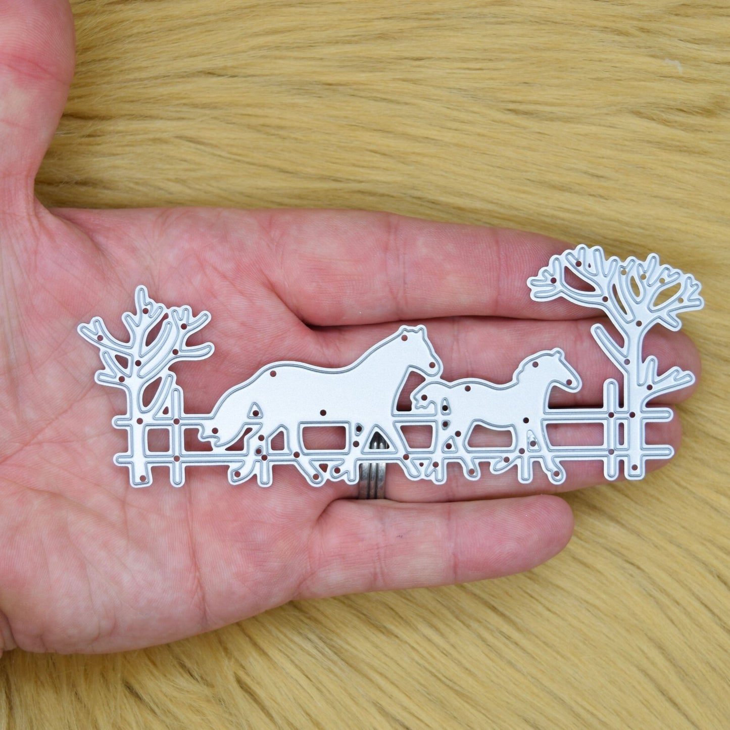 Horse & Foal, Fence Trees Metal Cutting Die, Card Making, Paper Crafts, A3